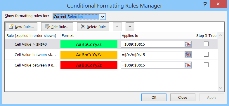 conditional formatting with three rules