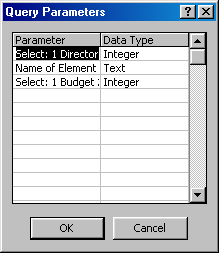 setting the query parameters in Design mode