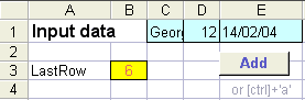 An Excel worksheet containing a button to open a VBA form