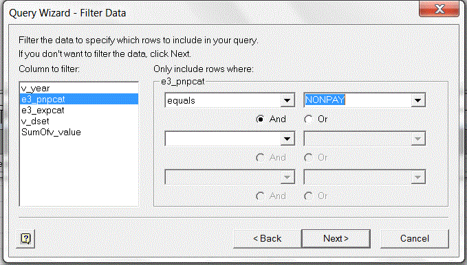 a query wizard to filter data being imported into Excel 