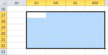 area to receive transposed table is highlighted