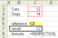 simple example of the excel indirect worksheet function